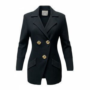 Steve Fabrikant Vintage Black Knit Blazer Gold Buttons Fits 4 6